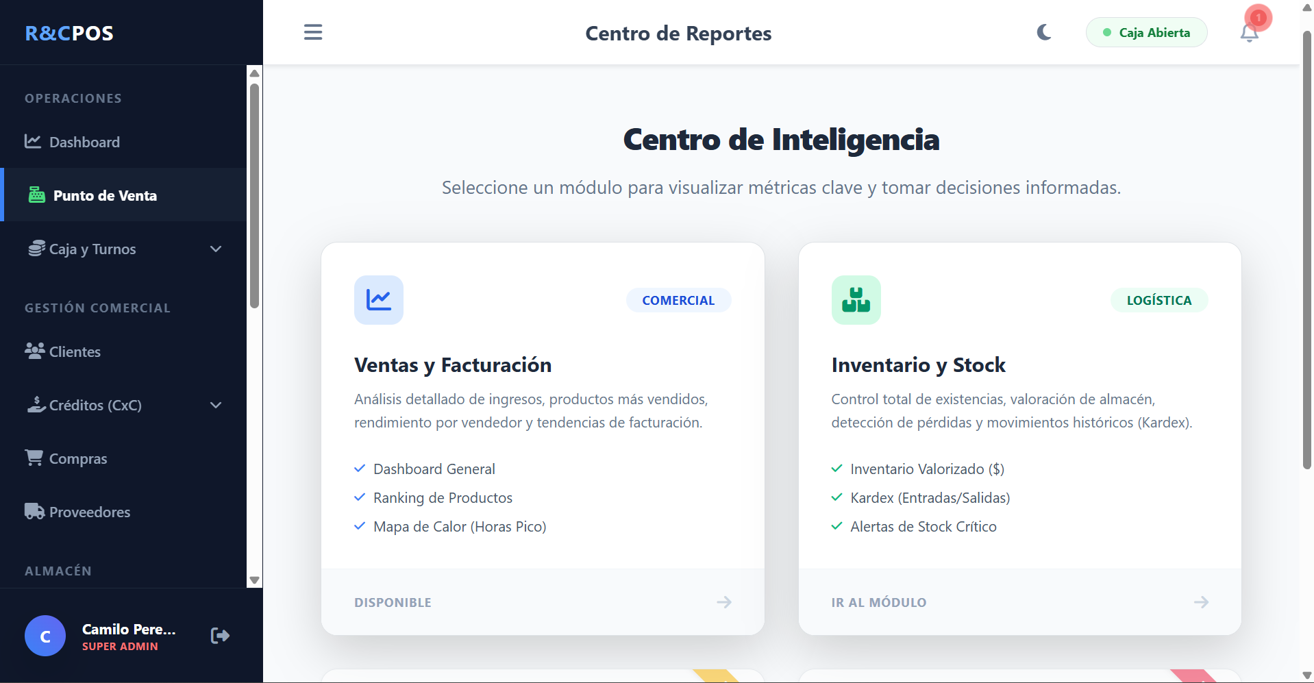 Reportes / Cierre de Caja
